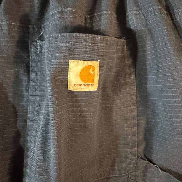 Carhartt XL Navy Blue Ripstop Cargo Work Pants Elastic Waist - Picture 6 of 9
